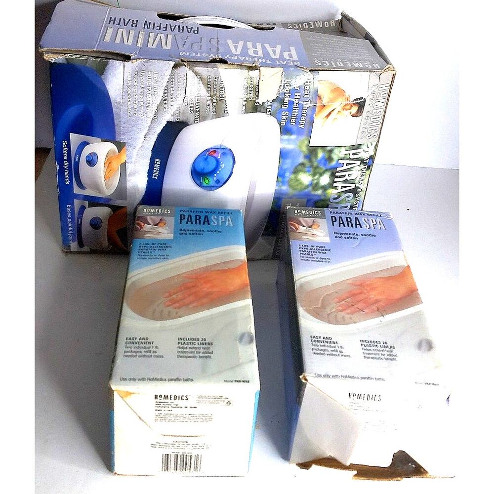 Vintage Homedics Paraspa Mini Paraffin Bath Par-100 With 2 Pound Box Refills